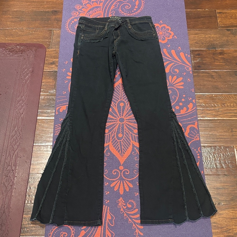 Bebe Vintage Black Flared Unique Jeans